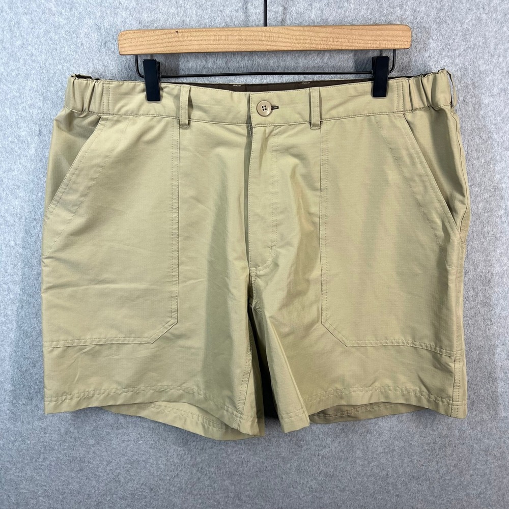 Patagonia Mens XL Tan Ripstop Cargo Hiking Shorts Khaki Elastic Waist 6.5 Inseam